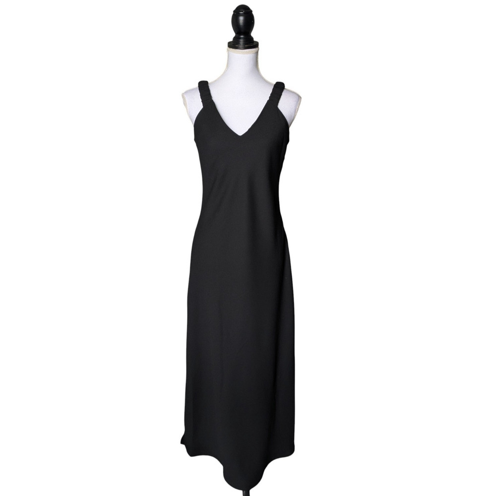 Brochu Walker The Stella Bias Dress in Onyx Black New Sz Small V Neck Maxi $448